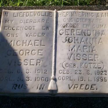 VISSER Michael George 1912-1966 &amp; Gerendina Johanna Maria KOTZE 1923-1995