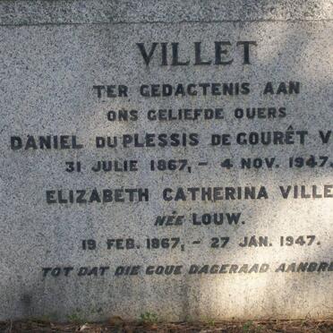 VILLET Daniel du Plessis de Gouret 1867-1947 &amp; Elizabeth Catharina LOUW 1867-1947