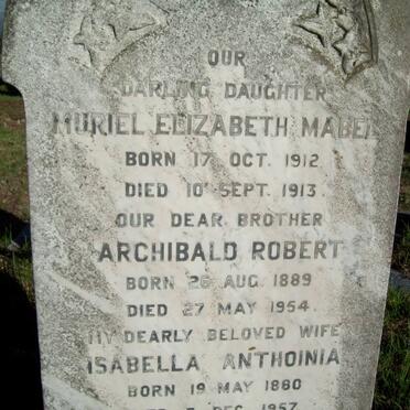 VINCENT Muriel Elizabeth Mabel 1912-1913 :: VINCENT Archibald Robert 1889-1954