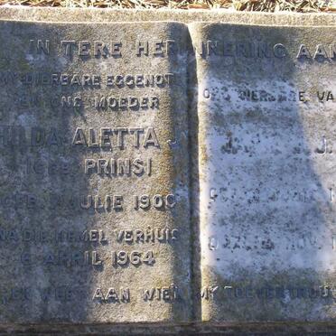 VISSER J.J.C. 1906-1987 &amp; Hilda Aletta PRINS 1900-1964