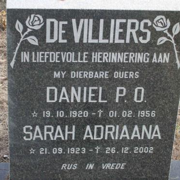 VILLIERS Daniel P.O., de 1920-1956 &amp; Sarah Adriaana 1923-2002