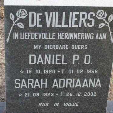 VILLIERS Daniel P.O., de 1920-1956 &amp; Sarah Adriaana 1923-2002