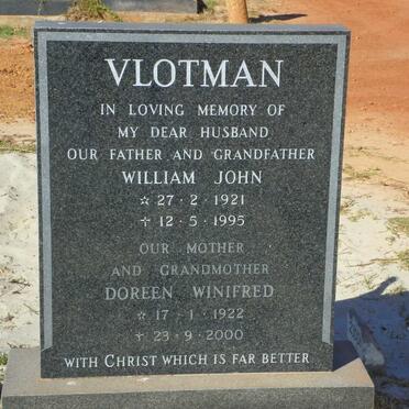 VLOTMAN William John 1921-1995 &amp; Doreen Winifred 1922-2000