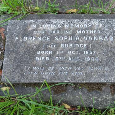VANBART Florence Sophia nee RUBIDGE 1857-1946