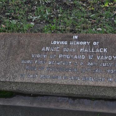 VARDY Annie nee HALLACK 1852-1930