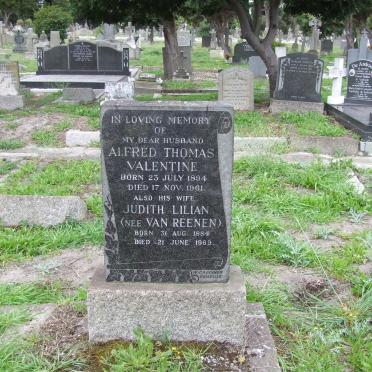 VALENTINE Alfred Thomas 1894-1961 &amp; Judith Lilian VAN REENEN 1884-1969