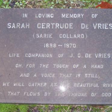 VRIES Sarah Gertrude, de nee COLLARD 1898-1970