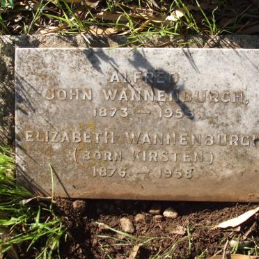 WANNENBURGH Alfred John 1873-1955 &amp; Elizabeth KIRSTEN 1876-1958
