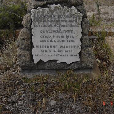 WAGENER Hermann 1887-1887 :: WAGENER Karl 1891-1891 :: WAGENER Marianne 1892-1894