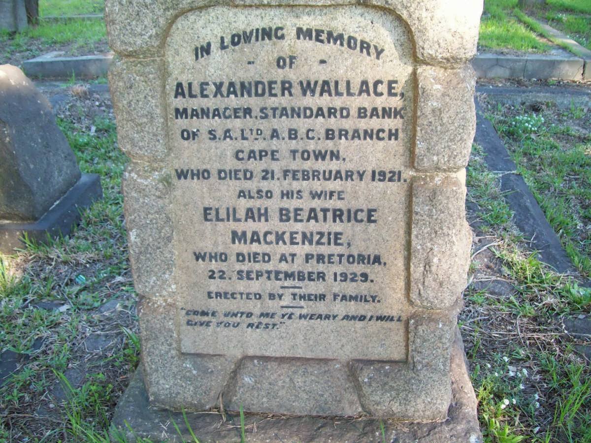 WALLACE Alexander -1921 &amp; Elilah Beatrice MACKENZIE -1929