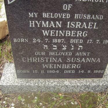WEINBERG Hyman Israel 1897-1981 &amp; Christina Susanna 1904-1982