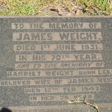 WEIGHT James -1931 &amp; Harriet LEE -1942