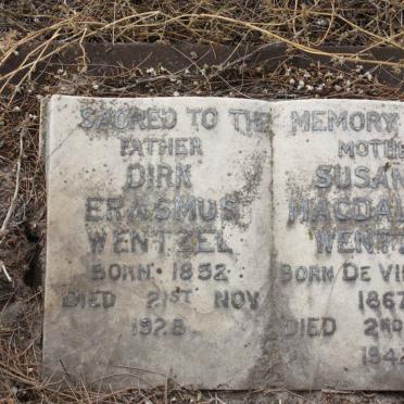 WENTZEL Dirk Erasmus 1852-1928 &amp; Susanna Magdalena DE VILLIERS 1867-1942