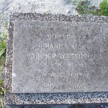 WESTHUIZEN Johanna Maria, van der 1883-1970