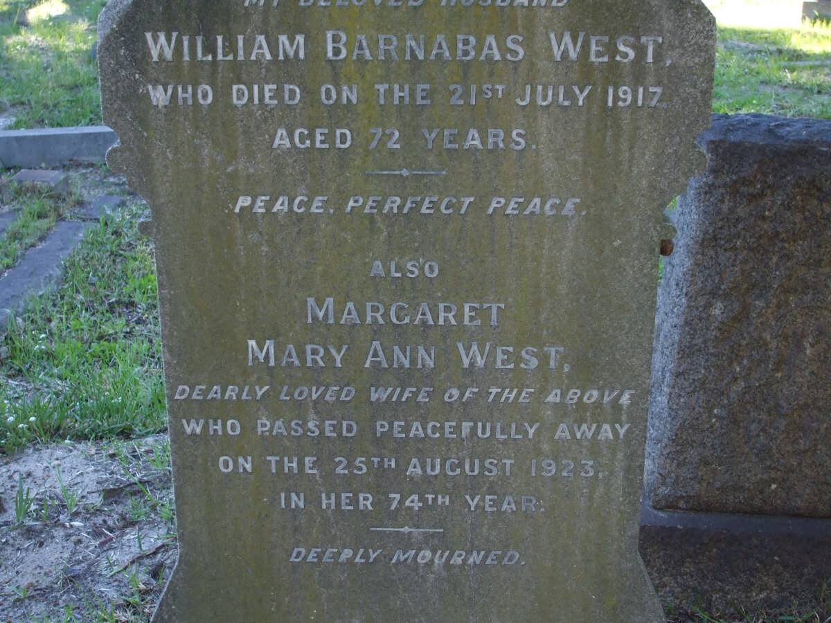 WEST William Barnabas -1917 &amp; Margaret Mary Ann -1923