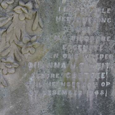 WEITZ Johanna H.G. nee COETZEE -1948