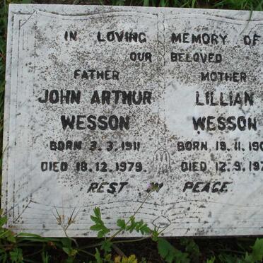WESSON John Arthur 1911-1979 &amp; Lillian 1905-1979