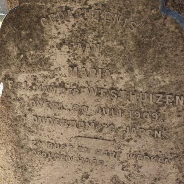 WESTHUIZEN Maria F.J., van der -1909