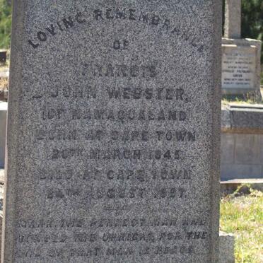 WEBSTER Francis John 1845-1897