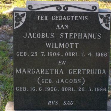 WILMOTT Jacobus Stephanus 1904-1966 &amp; Margaretha Gertruida JACOBS 1906-1986