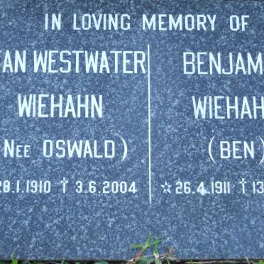 WIEHAHN Benjamin 1911-2007 &amp; Jean Westwater OSWALD 1910-2004