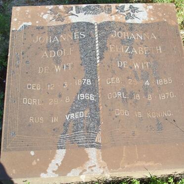 WIT Johannes Adolf, de 1878-1966 &amp; Johanna Elizabeth 1885-1970
