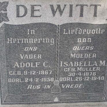 WITT Adolf C., de 1867-1958 &amp; Isabella M. MULLER 1876-1940
