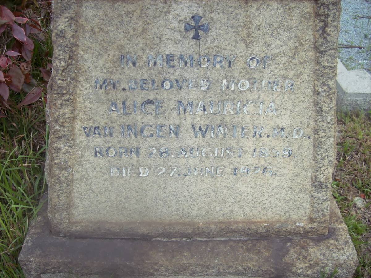 WINTER Alice Mauricia, van Ingen 1859-1926