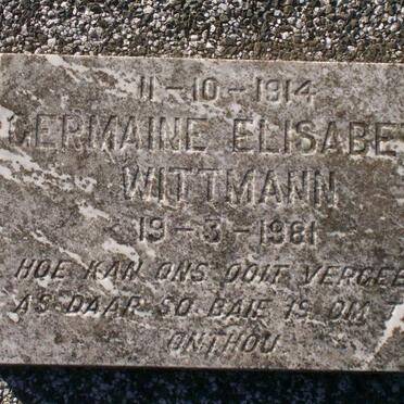 WITTMANN Germaine Elisabeth 1914-1981