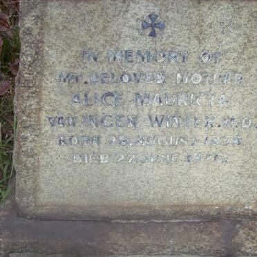 WINTER Alice Mauricia, van Ingen 1859-1926