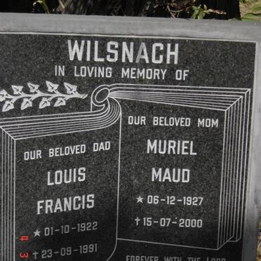 WILSNACH Louis Francis 1922-1991 &amp; Muriel Maud 1927-2000