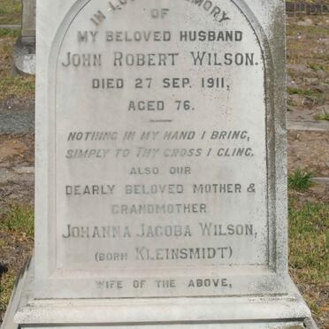 WILSON John Robert -1911 &amp; Johanna Jacoba KLEINSMIDT -1921
