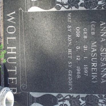 WOLHUTER Anna Susanna nee MASUREIK 1897-1968