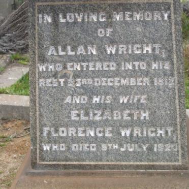 WRIGHT Allan -1912 &amp; Elizabeth Florence -1920