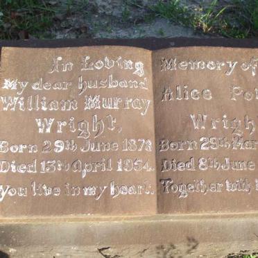 WRIGHT William Murray 1878-1954 &amp; Alice Powell 1900-1965