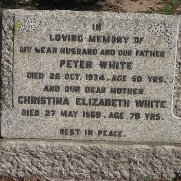 WHITE Peter -1934 :: WHITE Christina Elizabeth -1969