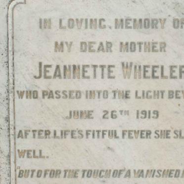 WHEELER Jeannette  -1919