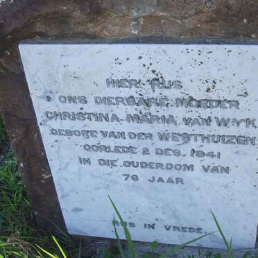 WYK Christina Maria, van nee VAN DER WESTHUIZEN  -1941
