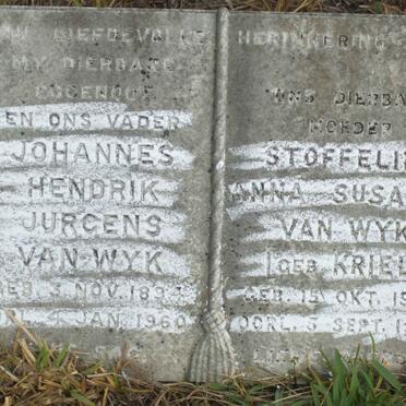 WYK Johannes Hendrik Jurgens, van 1894-1960 &amp; Stoffelina Anna Susanna KRIEL 1901-1966
