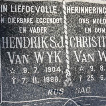 WYK Hendrik S.J., van 1904-1988 &amp; Chrstina J. 1910-1999