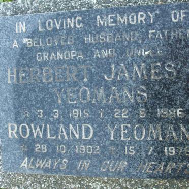YEOMANS Herbert James K. 1915-1986 :: YEOMANS Rowland 1902-1979