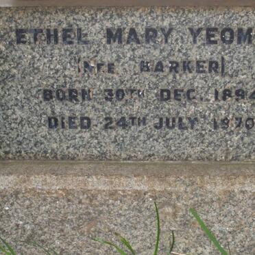 YEOMAN Ethel Mary nee BARKER 1894-1970