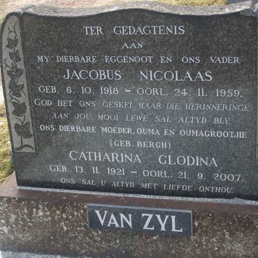 ZYL Jacobus Nicolaas, van 1918-1959 &amp; Catharina Glodina 1921-2007