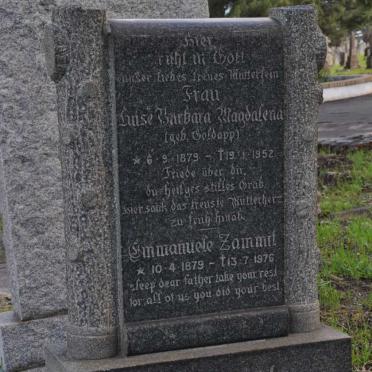 ZAMMIT Emmanuele 1879-1976 &amp; Luise Barbara Magdalena GOLDAPP 1879-1952