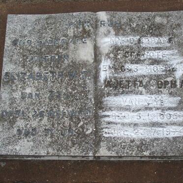 ZYL Elizabeth W.C., van -1959 :: VAN ZYL Janetta Sophia -1974