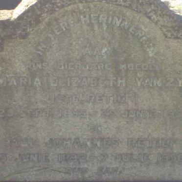 ZYL Maria Elizabeth, van nee RETIEF 1895-1957 :: RETIEF Paul Johannes 1892-1956