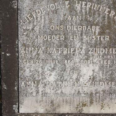 ZUIDMEER Anna Katriena nee KIRSTEN 1864-1931 ::ZUIDMEER Anna Katriena 1899-1922