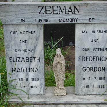 ZEEMAN Frederick Gordon 1919-1982 &amp; Elizabeth Martina 1920-1986