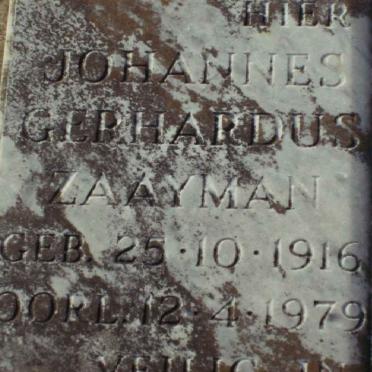 ZAAYMAN Johannes Gerhardus 1916-1979