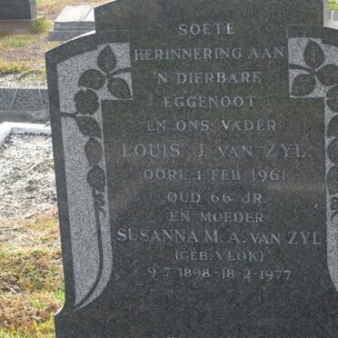 ZYL Louis J., van -1961 &amp; Susanna M.A. VLOK 1898-1977